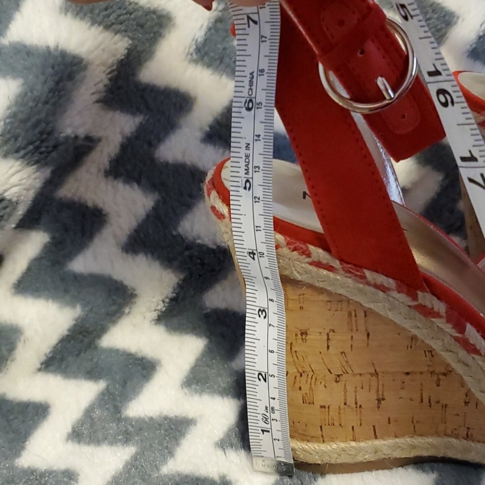 Nine West Red Suede Espadrille Wedge Sandals - Picture 2 of 5